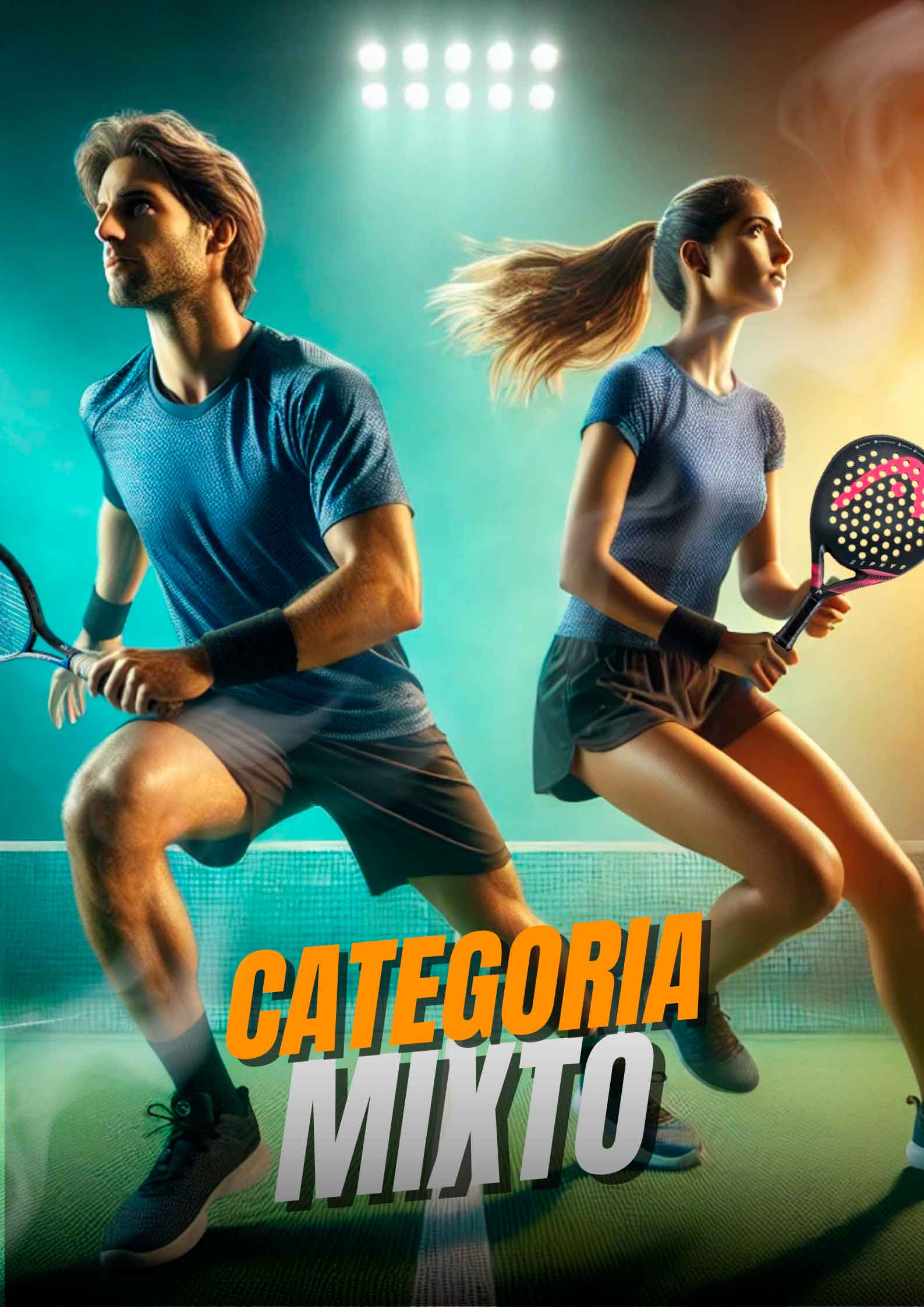 Pareja mixta compitiendo en el torneo de pádel solidario en Bogotá