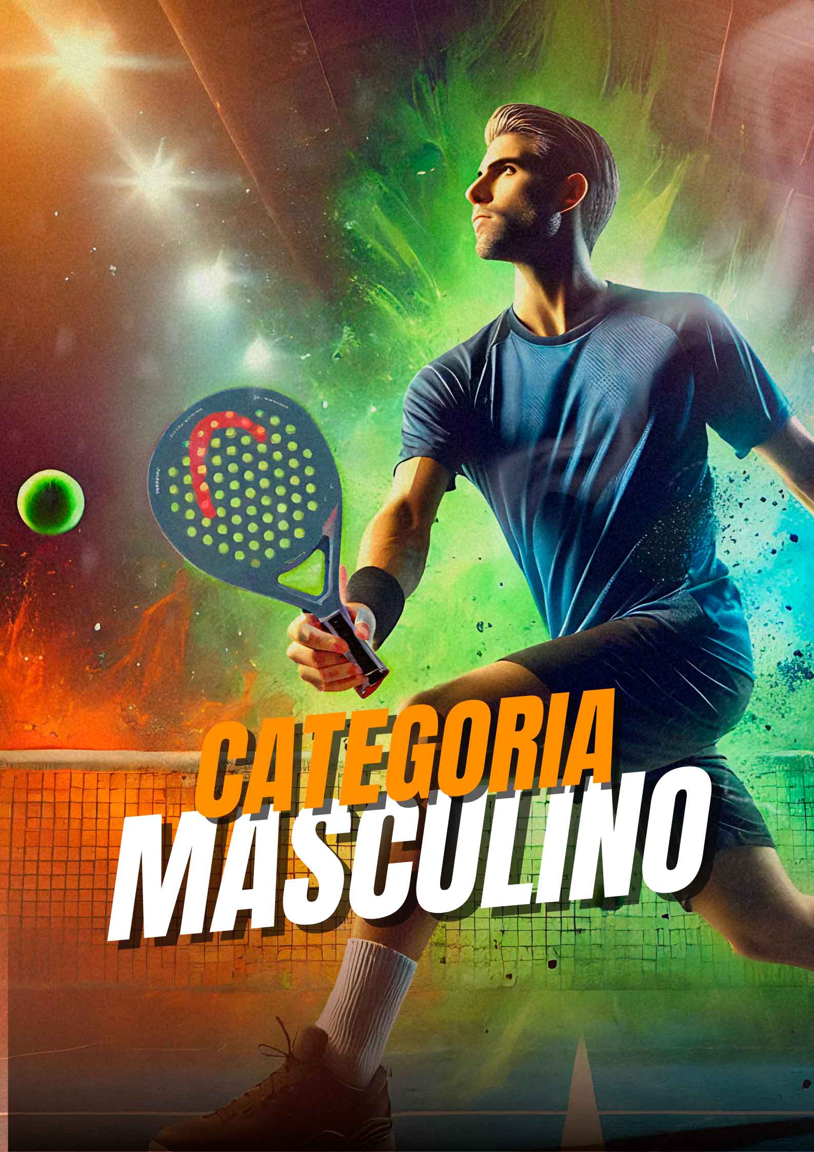 Jugador en acción durante el torneo de pádel solidario masculino en Bogotá