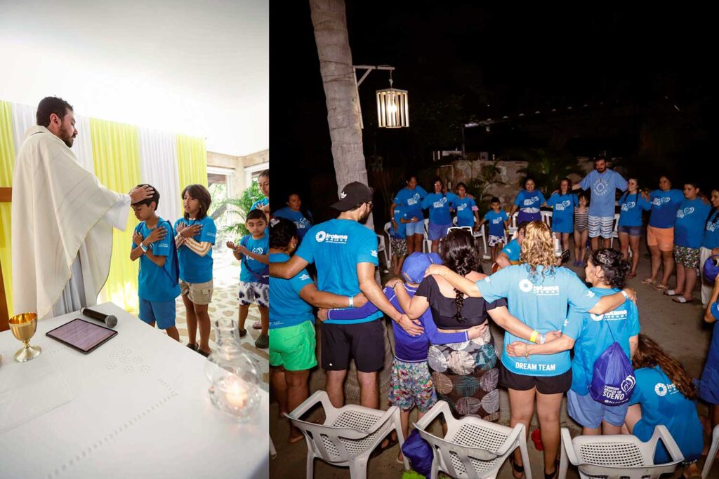 Momentos de oración y acompañamiento espiritual durante mi primera vez al mar 2024 en la fundación abraza un sueño